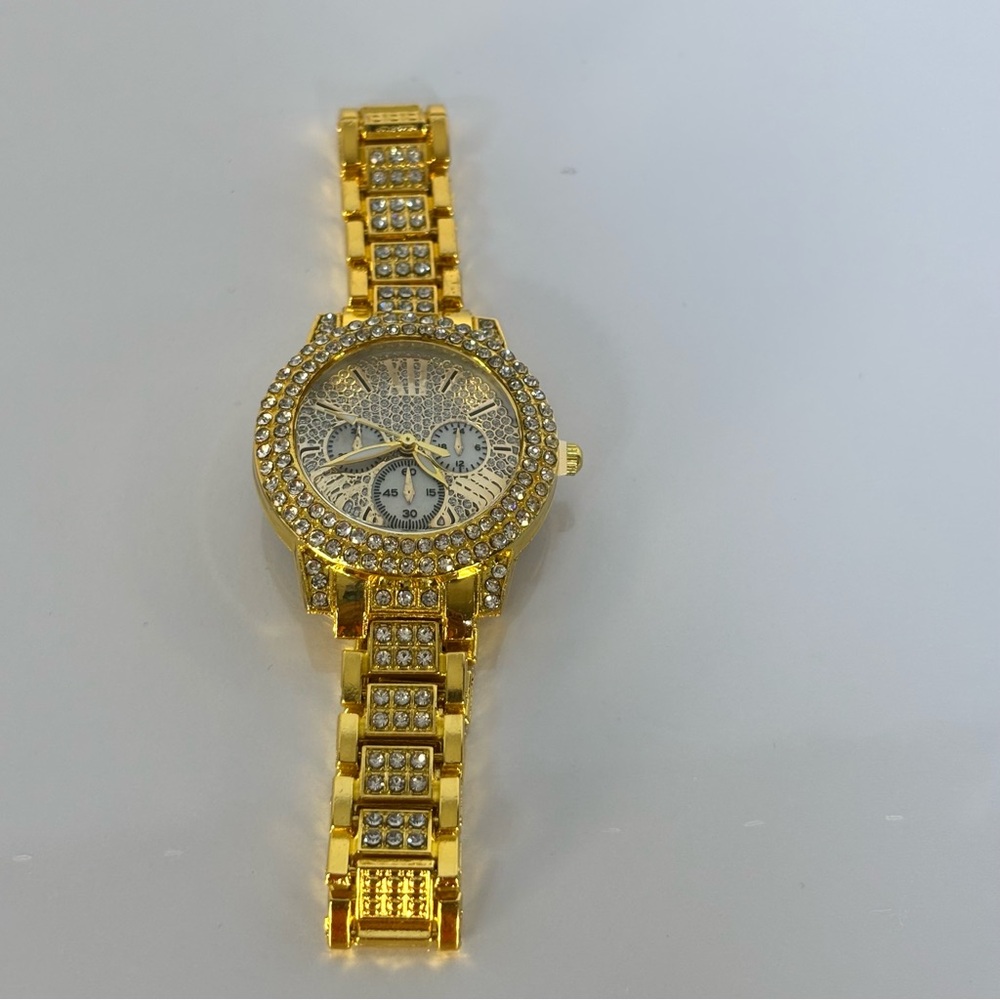 Golden Rhinestone -Accent Women's Fashion Watch